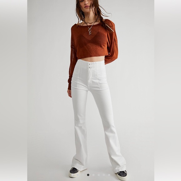 Free People Jayde Flare Jeans Pure White - Picture 2 of 8